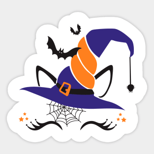 Cute Unicorn Witch Halloween Gift Sticker